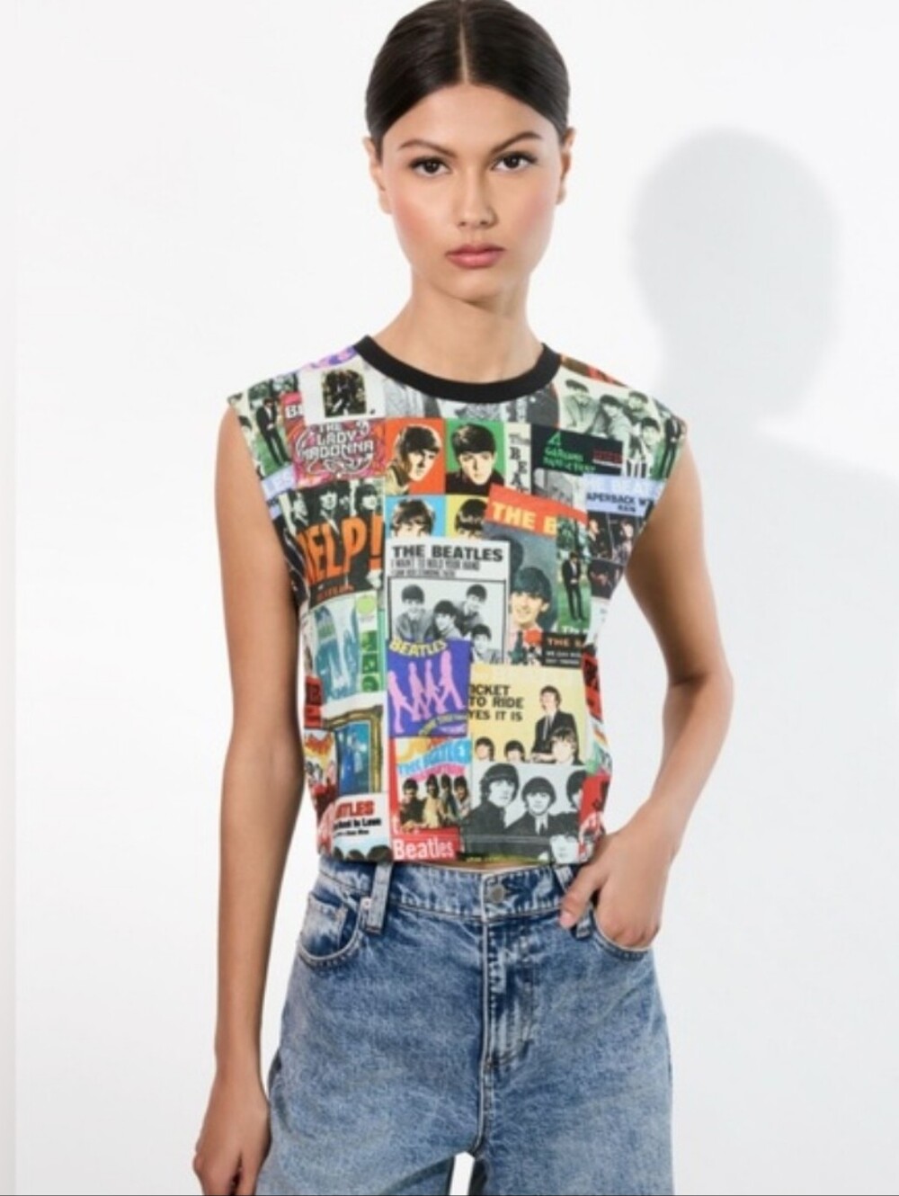 Alice and Olivia x The Beatles Micah Muscle Tank Top